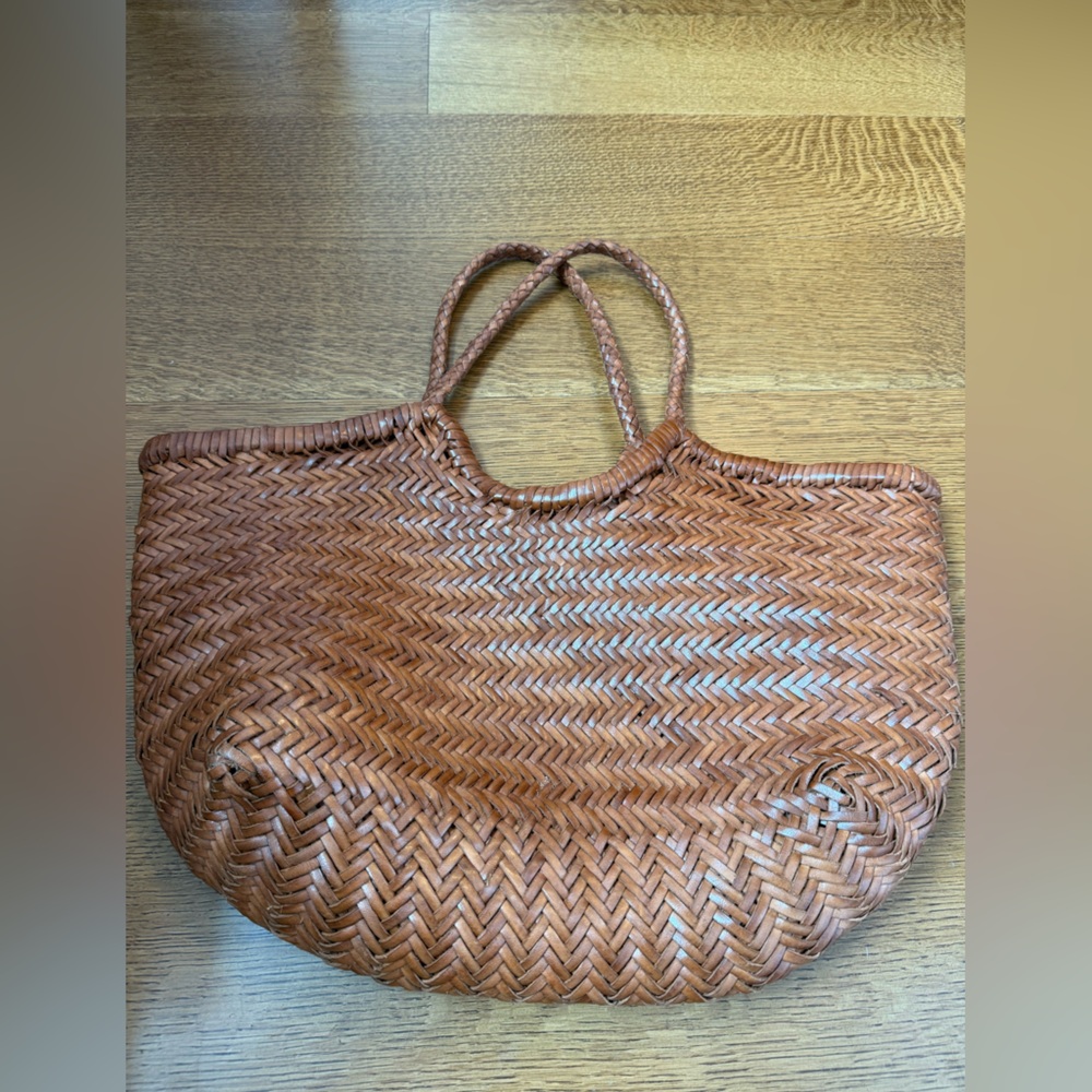 La Via Firenze Brown Woven Leather tote purse